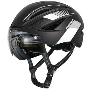 Odoland Adults Bike Helmet with Removable Magnetic Sun Visor, Adjustable Dial Fit Bicycle Cycling Helmet for Mountain Road Bike, Certified Lightweight MTB Ebike Helmet for Men Women, Matte Black