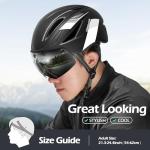 Odoland Adults Bike Helmet with Removable Magnetic Sun Visor, Adjustable Dial Fit Bicycle Cycling Helmet for Mountain Road Bike, Certified Lightweight MTB Ebike Helmet for Men Women, Matte Black