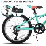 HH HILAND 20 Inch Mountain Bike for Kids Aged 5-12, Lightweight Aluminum Children MTB with Lock-Out Suspension Fork, 7 speeds Gears, Youth Bicycle for Boys Girls Green