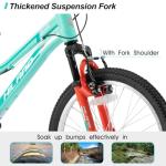 HH HILAND 20 Inch Mountain Bike for Kids Aged 5-12, Lightweight Aluminum Children MTB with Lock-Out Suspension Fork, 7 speeds Gears, Youth Bicycle for Boys Girls Green