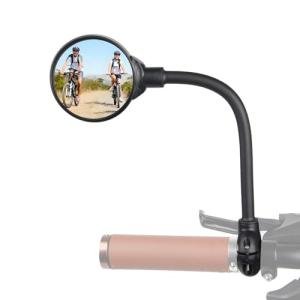 PUYUEYAO Bike Mirror for Handlebar, Adjustable Bicycle Mirror Handlebar Mount, Wide angle rear View shockproof convex mirror for Safe Cycling, Easy Installation, (1 Black-round)