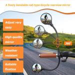 PUYUEYAO Bike Mirror for Handlebar, Adjustable Bicycle Mirror Handlebar Mount, Wide angle rear View shockproof convex mirror for Safe Cycling, Easy Installation, (1 Black-round)