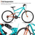 HH HILAND Full Suspension Mens Mountain Bike, 18 Speed, 26 Inch Wheel, Dual V Brake Bike for Men Womens Adult Bicycle