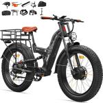 FREESKY 4000W Dual Motor Electric Bike for Adults, 48V 30AH Battery 120Miles Range, 40+MPH AWD Fast E-Bike, 26" Fat Tire Full Suspension Off-Road Electric Mountain Bike, UL2849 Warrior Pro