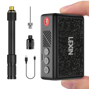 LEXIN P2 Mini Electric Bike Pump with Gauge, 130PSI Portable Bicycle Pump with Presta & Schrader Valve, 800mAh Air Pump for Bike Tires, Auto Shut-Off, Fast Inflation for Road Bike, MTB, E-Bikes