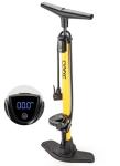 CXWXC Bike Floor Pump with Digital Gauge – 140 PSI Bicycle Tire Pump fits Presta & Schrader Valve – Portable Bike Air Pump with Large Display for Easy to Read (Yellow)