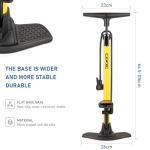 CXWXC Bike Floor Pump with Digital Gauge – 140 PSI Bicycle Tire Pump fits Presta & Schrader Valve – Portable Bike Air Pump with Large Display for Easy to Read (Yellow)