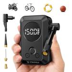 ETENWOLF S0 Mini Bike Pump, 150 PSI Tire Inflator Portable Air Compressor for Bicycles, Cars, Motorcycles, and Sports Balls, Fast Inflate & Auto Stop Bicycle Pump with Gauge (Black)