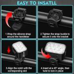 BUCKLOS Bike Lights Front and Back for Night Riding, 10 LED Ultra Bright 8+9 Modes USB Rechargeable Bicycle Headlight and Tail, IPX6 Waterproof 1100mAh Bikes Light Set, 35 Hrs Long Battery Powered