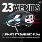 LUMDEER Adult Bike Helmet, Precisely Crafted Adjustable Bicycle Helmet[Safety Certified] with Magnetic Rechargeable Light, 23 Air-Vents