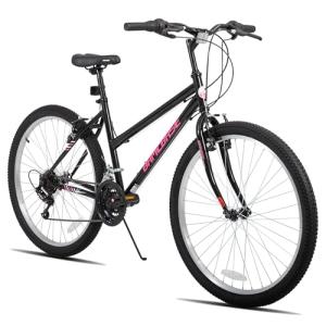 HILAND Bamcbase Womens Mountain Bike, 24 Inch 18 Speeds Hybrid Commuter Bicycle for Adults, Sport Hardtail Trail MTB Black