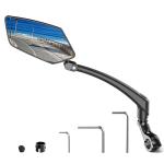 Bicycle Mirror for Handlebars 360° Adjustable and Rotatable, Wide E Bike Mirror Handlebar Mount with Long Arm, Safe HD Bike Rear View Mirror for Scooter, Motorcycle, Foldable Ebike Accessory Left 1PCS