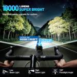 APECYC Super Bright Bike Lights Set, 18000LM USB Rechargeable Bicycle Front Headlight & Rear Taillight, Compatible with Garmin/GoPro, Night Riding Light for Mountain Bike/Urban Commuter Cycling