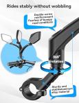 Bicycle Mirror for Handlebars 360° Adjustable and Rotatable, Wide E Bike Mirror Handlebar Mount with Long Arm, Safe HD Bike Rear View Mirror for Scooter, Motorcycle, Foldable Ebike Accessory Left 1PCS