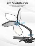 Bicycle Mirror for Handlebars 360° Adjustable and Rotatable, Wide E Bike Mirror Handlebar Mount with Long Arm, Safe HD Bike Rear View Mirror for Scooter, Motorcycle, Foldable Ebike Accessory Left 1PCS