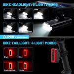 APECYC Super Bright Bike Lights Set, 18000LM USB Rechargeable Bicycle Front Headlight & Rear Taillight, Compatible with Garmin/GoPro, Night Riding Light for Mountain Bike/Urban Commuter Cycling