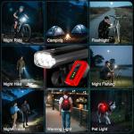 APECYC Super Bright Bike Lights Set, 18000LM USB Rechargeable Bicycle Front Headlight & Rear Taillight, Compatible with Garmin/GoPro, Night Riding Light for Mountain Bike/Urban Commuter Cycling
