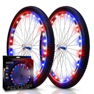 Activ Life Bike Wheel Lights (2 Tire, Patriotic) Brighter and LED Visible from All Angles, for Easter Basket Stuffers, Spring Break Essentials & Beach Vacation, Cool Family Fun, Birthday Gift