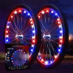 Activ Life Bike Wheel Lights (2 Tire, Patriotic) Brighter and LED Visible from All Angles, for Easter Basket Stuffers, Spring Break Essentials & Beach Vacation, Cool Family Fun, Birthday Gift