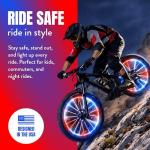 Activ Life Bike Wheel Lights (2 Tire, Patriotic) Brighter and LED Visible from All Angles, for Easter Basket Stuffers, Spring Break Essentials & Beach Vacation, Cool Family Fun, Birthday Gift