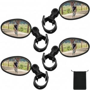 Hestya 4 Pcs Bike Mirror 360 Degree Adjustable Safe Rotatable Handlebar Mirror Bicycle Accessories Shockproof Acrylic Convex for Mountain Road Bike