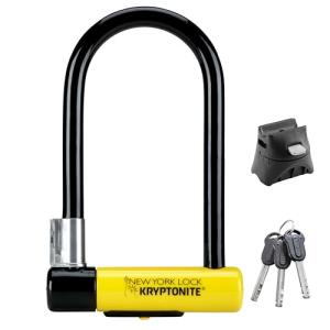 Kryptonite New York Standard Bike U-Lock, Heavy Duty Anti-Theft, 16mm Shackle with Mounting Bracket and Keys, Ultimate Security for Bicycles E-Bikes Scooters