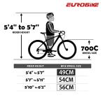 EUROBIKE Road Bike TSM550 21 Speed 49 cm Frame Dual Disc Brake 700C 3- Spoke Wheels Bicycle