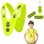 Essoy Reflective Vests for Kids Child Students,High Visibility Kids Safety Vests with 2 Reflective Bracelets for Biking Outdoor