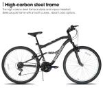 HH HILAND Full Suspension Mens Mountain Bike, 18 Speed, 26 Inch Wheel, Dual V Brake Bike for Men Womens Adult Bicycle