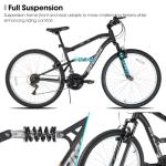 HH HILAND Full Suspension Mens Mountain Bike, 18 Speed, 26 Inch Wheel, Dual V Brake Bike for Men Womens Adult Bicycle