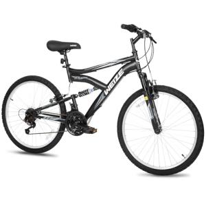 WEIZE Kids Mountain Bike,24 inch Kids' Bicycles for 8-14 Years Old Boys Girls with Dual Full Suspension, 6 Speeds Drivetrain, High-Carbon Steel Frame, Black