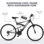 WEIZE Kids Mountain Bike,24 inch Kids' Bicycles for 8-14 Years Old Boys Girls with Dual Full Suspension, 6 Speeds Drivetrain, High-Carbon Steel Frame, Black