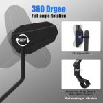 Diyife Bike Mirror, [Long Arm] HD Wide Angle Large Bicycle Mirrors for Handlebars, 360°Adjustable Anti-shake Bicycle Rear View Mirror, Bike Accessories for Ebike Scooter Mountain Road Bike (Left)