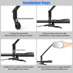 Diyife Bike Mirror, [Long Arm] HD Wide Angle Large Bicycle Mirrors for Handlebars, 360°Adjustable Anti-shake Bicycle Rear View Mirror, Bike Accessories for Ebike Scooter Mountain Road Bike (Left)