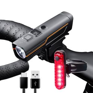 OFFBONDAGE Smart Bike Light Set - Auto Light-Sensing Front & Rear Bicycle Lights, 1200mAh Rechargeable LED, 212 Lumens, IPX4 Waterproof, 4 Modes, Easy Install Safety Gear for Road & Kids Bikes