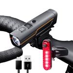 OFFBONDAGE Smart Bike Light Set - Auto Light-Sensing Front & Rear Bicycle Lights, 1200mAh Rechargeable LED, 212 Lumens, IPX4 Waterproof, 4 Modes, Easy Install Safety Gear for Road & Kids Bikes