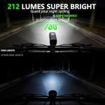 OFFBONDAGE Smart Bike Light Set - Auto Light-Sensing Front & Rear Bicycle Lights, 1200mAh Rechargeable LED, 212 Lumens, IPX4 Waterproof, 4 Modes, Easy Install Safety Gear for Road & Kids Bikes