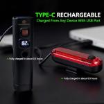 OFFBONDAGE Smart Bike Light Set - Auto Light-Sensing Front & Rear Bicycle Lights, 1200mAh Rechargeable LED, 212 Lumens, IPX4 Waterproof, 4 Modes, Easy Install Safety Gear for Road & Kids Bikes