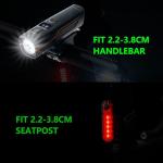 OFFBONDAGE Smart Bike Light Set - Auto Light-Sensing Front & Rear Bicycle Lights, 1200mAh Rechargeable LED, 212 Lumens, IPX4 Waterproof, 4 Modes, Easy Install Safety Gear for Road & Kids Bikes