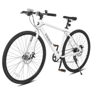 VIRIBUS Hybrid Bikes, 28 inch Mens Bike with Lightweight Aluminum Frame and Disc Brake, 700C Bikes for Tall Men, 7 Speed Vintage Retro Hybrid Bicycles for City Commuters, Adult Road Bikes White