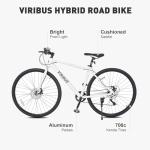 VIRIBUS Hybrid Bikes, 28 inch Mens Bike with Lightweight Aluminum Frame and Disc Brake, 700C Bikes for Tall Men, 7 Speed Vintage Retro Hybrid Bicycles for City Commuters, Adult Road Bikes White