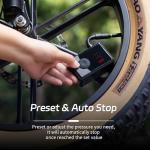 Electric Mini Bike Pump with 130PSI Gauge, Portable Bicycle Air Pump with Presta and Schrader Valve, Auto-Stop Fast Inflation Mini Air Pump for Car, Motorcycle, Bike and Ball