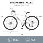 VIRIBUS Hybrid Bikes, 28 inch Mens Bike with Lightweight Aluminum Frame and Disc Brake, 700C Bikes for Tall Men, 7 Speed Vintage Retro Hybrid Bicycles for City Commuters, Adult Road Bikes White