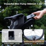 Electric Mini Bike Pump with 130PSI Gauge, Portable Bicycle Air Pump with Presta and Schrader Valve, Auto-Stop Fast Inflation Mini Air Pump for Car, Motorcycle, Bike and Ball