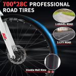 Pipleo Road Bike, 700C City Commuter Bicycle, 21 Speeds Shimano Drivetrain Sport Racing Bike, Light Weight Aluminum Frame, Urban Street Bike for Men Women Adult Bicycle (White, Frame Size 53CM)