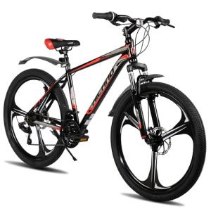 HH HILAND 26" MTB Mountain Bike for Men Women Adults, 18-Speed, Disc Brake, Lightweight Aluminum Frame, 3-Spoke Wheel, Black