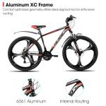 HH HILAND 26" MTB Mountain Bike for Men Women Adults, 18-Speed, Disc Brake, Lightweight Aluminum Frame, 3-Spoke Wheel, Black
