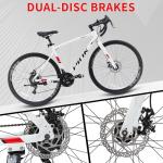 Pipleo Road Bike, 700C City Commuter Bicycle, 21 Speeds Shimano Drivetrain Sport Racing Bike, Light Weight Aluminum Frame, Urban Street Bike for Men Women Adult Bicycle (White, Frame Size 53CM)