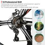 HH HILAND 26" MTB Mountain Bike for Men Women Adults, 18-Speed, Disc Brake, Lightweight Aluminum Frame, 3-Spoke Wheel, Black