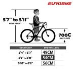 EUROBIKE Road Bike,Mens Road Bike,21-Speed Bike,Mens and Women,Dual disc Brakes,700C Wheel,Adult Bike,54CM Frame, Multiple Color (54cm-Spoke 60rim)